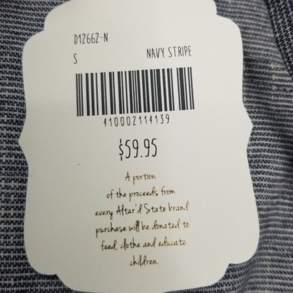 ALTAR'D STATE Navy Striped NWT Short Bell Sleeve Blouse Top - Picture 6 of 9